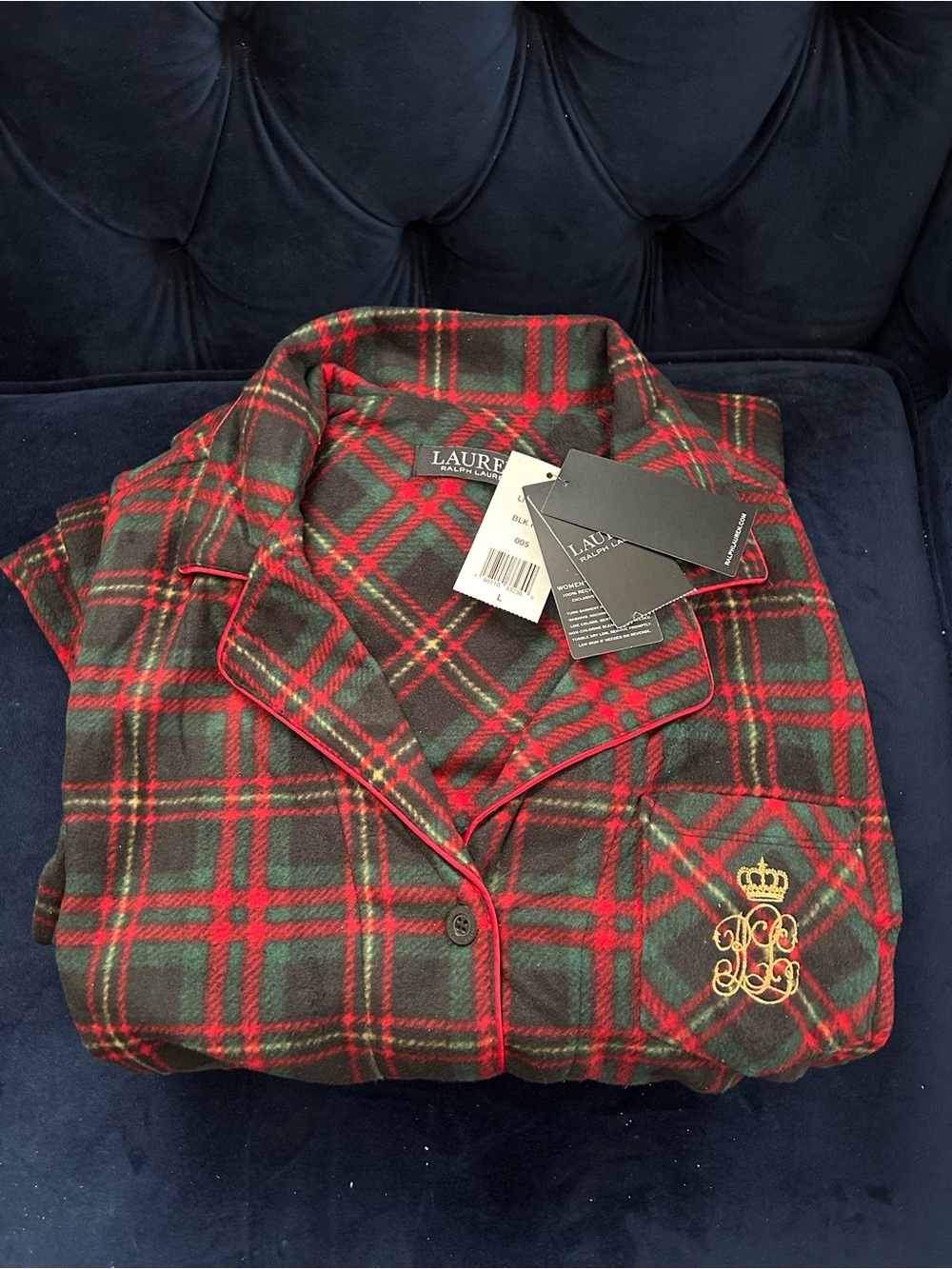 LAUREN Ralph Lauren Red & Green Plaid Women's Pajama Set (New, never used, NWT)